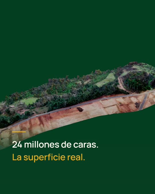 Corte del terreno y pendiente del cerro, tal como los entrega la fotogrametría